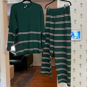 Amazon sweater set green stripes